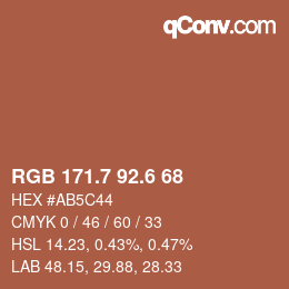 カラーコード: RGB 171.7 92.6 68 | qconv.com