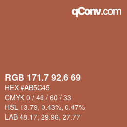 カラーコード: RGB 171.7 92.6 69 | qconv.com