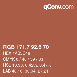 カラーコード: RGB 171.7 92.6 70 | qconv.com
