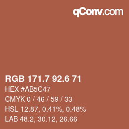 カラーコード: RGB 171.7 92.6 71 | qconv.com
