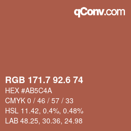 カラーコード: RGB 171.7 92.6 74 | qconv.com