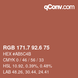 カラーコード: RGB 171.7 92.6 75 | qconv.com