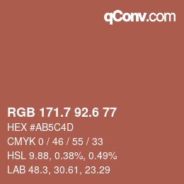 カラーコード: RGB 171.7 92.6 77 | qconv.com