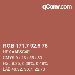 カラーコード: RGB 171.7 92.6 78 | qconv.com