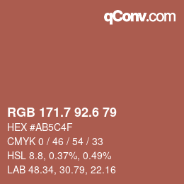 カラーコード: RGB 171.7 92.6 79 | qconv.com