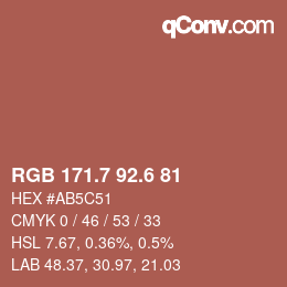 カラーコード: RGB 171.7 92.6 81 | qconv.com