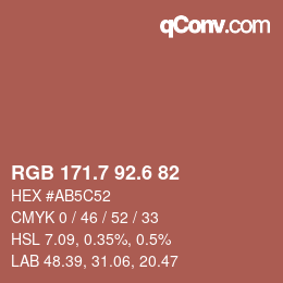カラーコード: RGB 171.7 92.6 82 | qconv.com