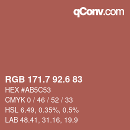 カラーコード: RGB 171.7 92.6 83 | qconv.com