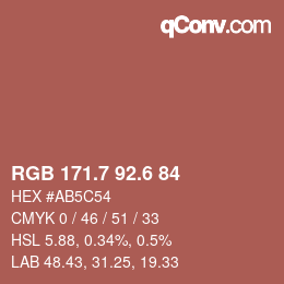 カラーコード: RGB 171.7 92.6 84 | qconv.com