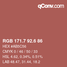 カラーコード: RGB 171.7 92.6 86 | qconv.com