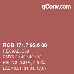 カラーコード: RGB 171.7 92.6 88 | qconv.com