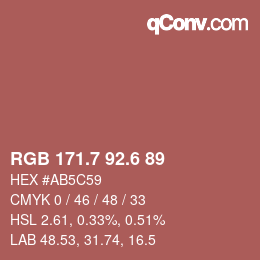 カラーコード: RGB 171.7 92.6 89 | qconv.com