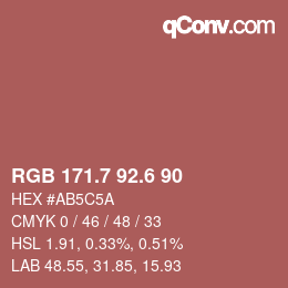 カラーコード: RGB 171.7 92.6 90 | qconv.com