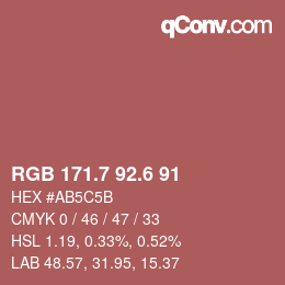 カラーコード: RGB 171.7 92.6 91 | qconv.com