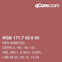 カラーコード: RGB 171.7 92.6 93 | qconv.com