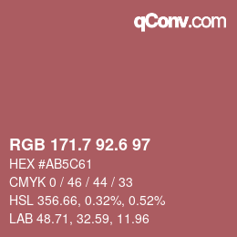 カラーコード: RGB 171.7 92.6 97 | qconv.com