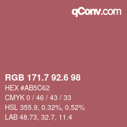 カラーコード: RGB 171.7 92.6 98 | qconv.com