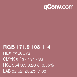 Color code: RGB 171.9 108 114 | qconv.com