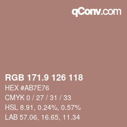 Color code: RGB 171.9 126 118 | qconv.com