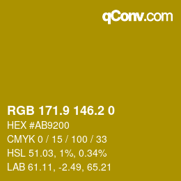 カラーコード: RGB 171.9 146.2 0 | qconv.com