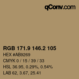 Color code: RGB 171.9 146.2 105 | qconv.com