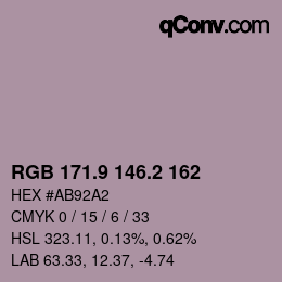 Color code: RGB 171.9 146.2 162 | qconv.com