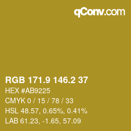 カラーコード: RGB 171.9 146.2 37 | qconv.com