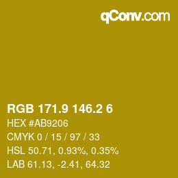 カラーコード: RGB 171.9 146.2 6 | qconv.com