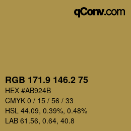 Color code: RGB 171.9 146.2 75 | qconv.com