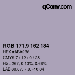 Color code: RGB 171.9 162 184 | qconv.com