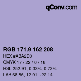 カラーコード: RGB 171.9 162 208 | qconv.com