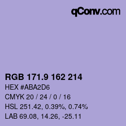 カラーコード: RGB 171.9 162 214 | qconv.com