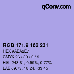 カラーコード: RGB 171.9 162 231 | qconv.com