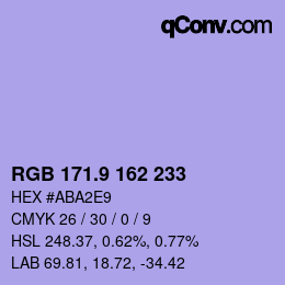カラーコード: RGB 171.9 162 233 | qconv.com