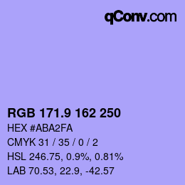 カラーコード: RGB 171.9 162 250 | qconv.com