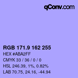 カラーコード: RGB 171.9 162 255 | qconv.com