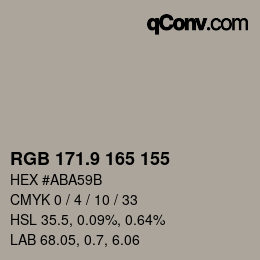 カラーコード: RGB 171.9 165 155 | qconv.com