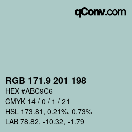 Color code: RGB 171.9 201 198 | qconv.com