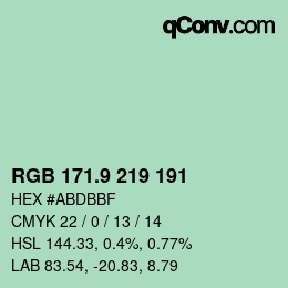カラーコード: RGB 171.9 219 191 | qconv.com