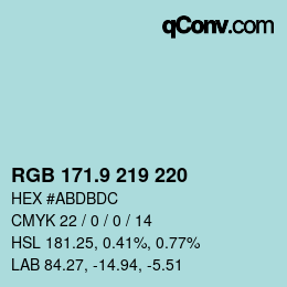 カラーコード: RGB 171.9 219 220 | qconv.com