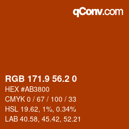 カラーコード: RGB 171.9 56.2 0 | qconv.com