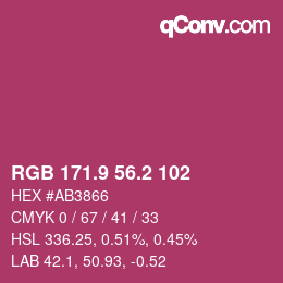 カラーコード: RGB 171.9 56.2 102 | qconv.com