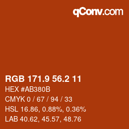 カラーコード: RGB 171.9 56.2 11 | qconv.com