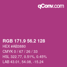 カラーコード: RGB 171.9 56.2 128 | qconv.com