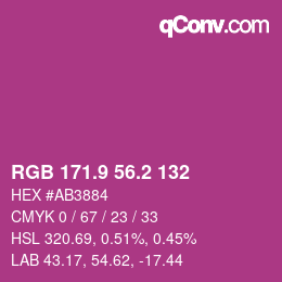 カラーコード: RGB 171.9 56.2 132 | qconv.com