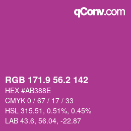 カラーコード: RGB 171.9 56.2 142 | qconv.com
