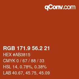 カラーコード: RGB 171.9 56.2 21 | qconv.com