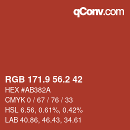 Color code: RGB 171.9 56.2 42 | qconv.com