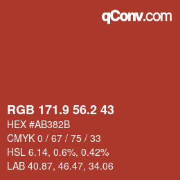 Color code: RGB 171.9 56.2 43 | qconv.com