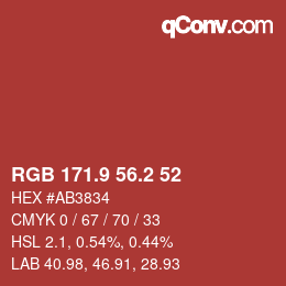 Color code: RGB 171.9 56.2 52 | qconv.com